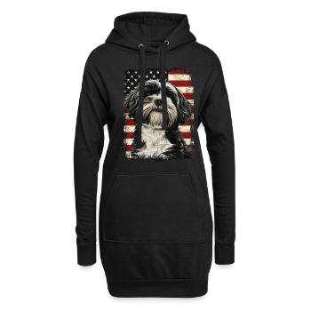 Tibet Terrier Amerika Usa - Hoodie-Kleid - Schwarz - Vorne