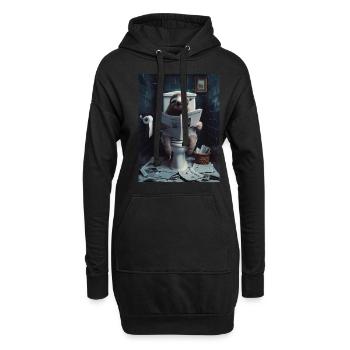 Faultier Toilette Zeitung lesen Geschenk - Hoodie-Kleid - Schwarz - Vorne
