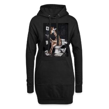 Giraffe Toilette Zeitung lesen Geschenk - Hoodie-Kleid - Schwarz - Vorne