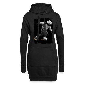 Panda Skaten Geschenk - Hoodie-Kleid - Schwarz - Vorne