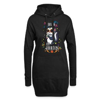 Mignon Écureuil Kawaii Muertos Jour De Mort Halloween - Sweat-shirt à capuche long Femme - noir - Devant