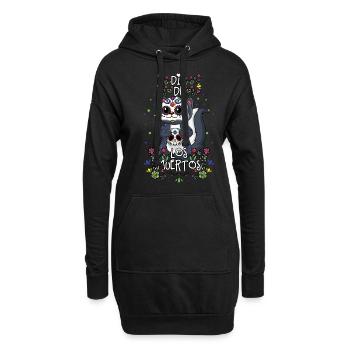 Süße Kawaii Blumen Muertos Tag Des Toten Halloween - Hoodie-Kleid - Schwarz - Vorne