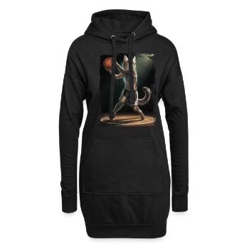 Katze spielt Basketball Geschenk - Hoodie-Kleid - Schwarz - Vorne