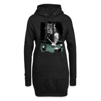 Katze spielt Billard Geschenk - Hoodie-Kleid - Schwarz - Vorne