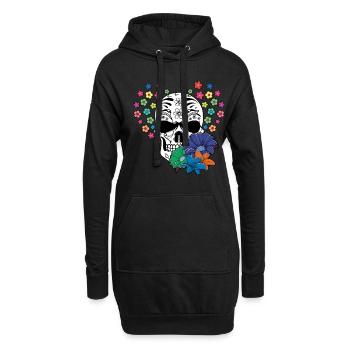 Blume Skelett Muertos Tag Des Toten Halloween - Hoodie-Kleid - Schwarz - Vorne