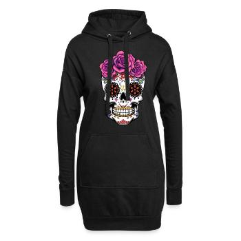 Rose Floral Muertos Tag Des Toten Halloween - Hoodie-Kleid - Schwarz - Vorne