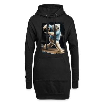 Eisbär spielt Bowling Geschenk - Hoodie-Kleid - Schwarz - Vorne