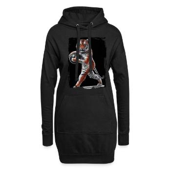 Tiger spielt Bowling Geschenk - Hoodie-Kleid - Schwarz - Vorne