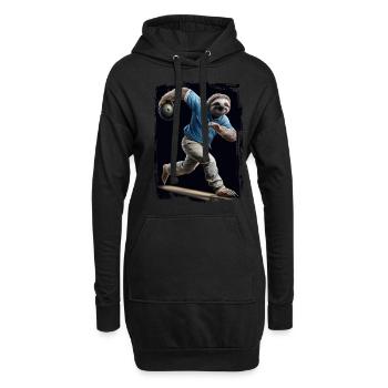 Faultier spielt Bowling Geschenk - Hoodie-Kleid - Schwarz - Vorne