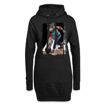Wolf spielt Bowling Geschenk - Hoodie-Kleid - Schwarz - Vorne