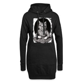 Katze spielt Puzzle Geschenk - Hoodie-Kleid - Schwarz - Vorne