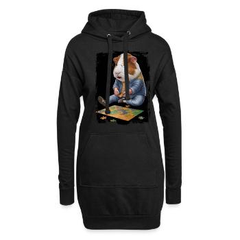 Meerschweinchen spielen PuzzleGeschenk - Hoodie-Kleid - Schwarz - Vorne