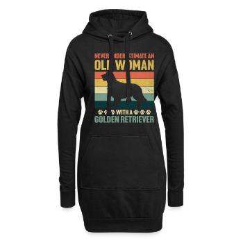 Unterschätzen Sie niemals eine alte Frau mit einem goldenen Ret - Hoodie-Kleid - Schwarz - Vorne