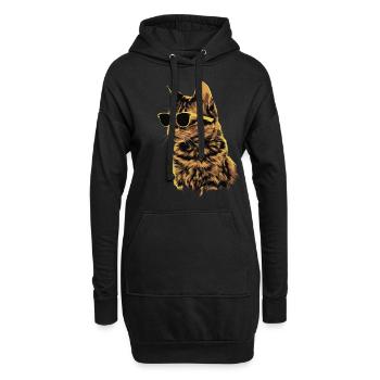 Chartreux-Katzen-Sonnenbrille Geschenk - Hoodie-Kleid - Schwarz - Vorne