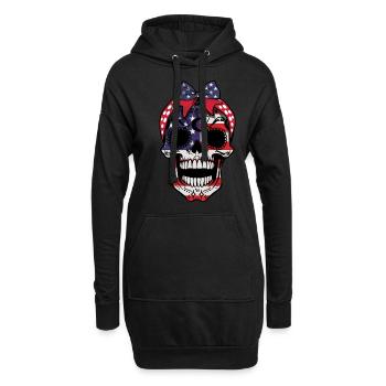 US-Flagge Skelett Muertos Tag der Toten Halloween - Hoodie-Kleid - Schwarz - Vorne