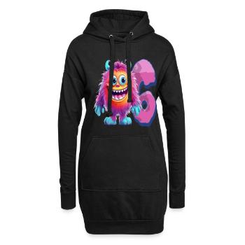Monster-design Für Kinder – Sechs Jahre - Hoodie-Kleid - Schwarz - Vorne