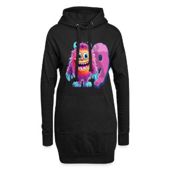 Monster Design pour les enfants – Neuf ans - Sweat-shirt à capuche long Femme - noir - Devant