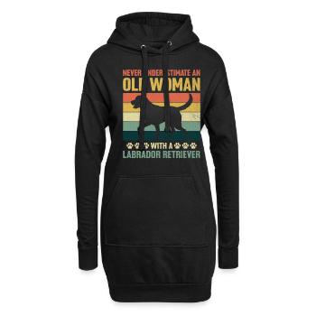 Unterschätzen Sie niemals eine alte Frau mit einem Labrador R - Hoodie-Kleid - Schwarz - Vorne