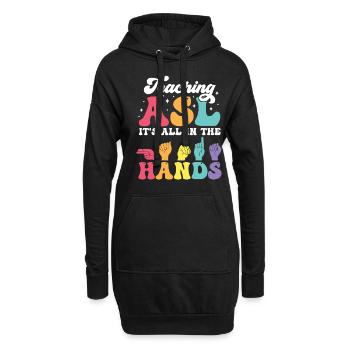 Asl-lehrer Amerikanische Zeichensprache - Hoodie-Kleid - Schwarz - Vorne