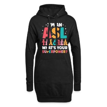 Asl-lehrer Amerikanische Zeichensprache - Hoodie-Kleid - Schwarz - Vorne