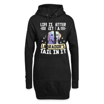 Das Leben Ist Besser Mit Dem Schwanz Eines Labradors Darin Labrad - Hoodie-Kleid - Schwarz - Vorne