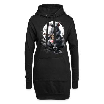 Hase - Hoodie-Kleid - Schwarz - Vorne