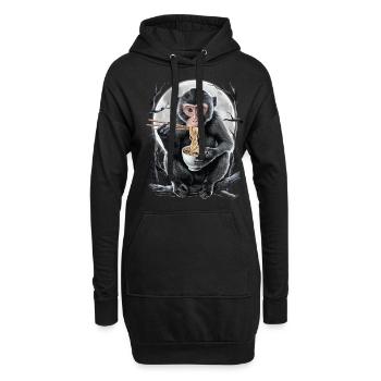 Affe - Hoodie-Kleid - Schwarz - Vorne