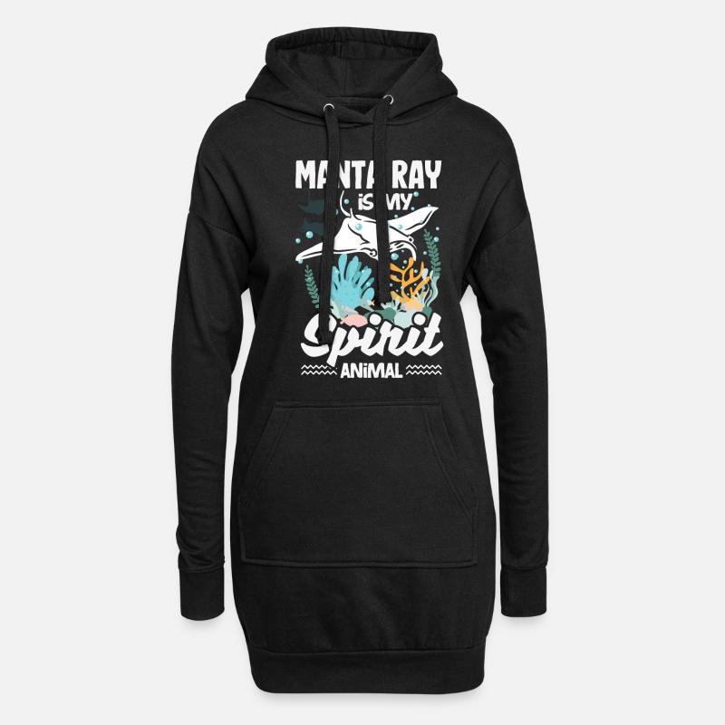Ocean Animal Diving Stingray Mantarochen - Hoodie-Kleid - Schwarz