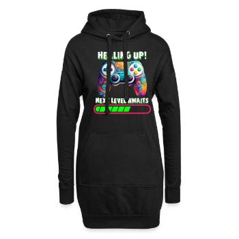 Healing Up Next Level Awaits Gamer Gaming Nerd - Hoodie-Kleid - Schwarz - Vorne