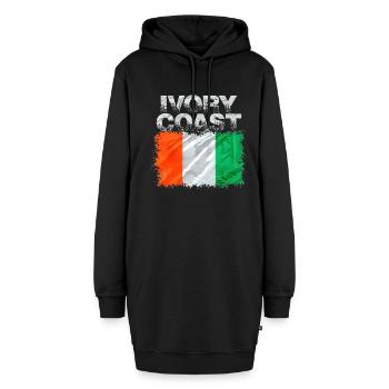 Côte d’Ivoire - Sweat-shirt à capuche long Femme - noir - Devant