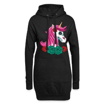 Licorne Floral Muertos Jour Des Morts Halloween - Sweat-shirt à capuche long Femme - noir - Devant