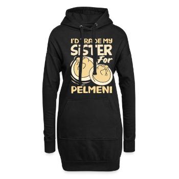 Pelmeni russes, quenelles russes - Sweat-shirt à capuche long Femme - noir - Devant