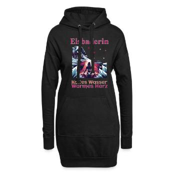 Eisbaderin - Kaltes Wasser Warmes Herz Eisbaden - Hoodie-Kleid - Schwarz - Vorne