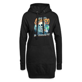 Un coureur d’Halloween court effrayé mais reste en forme - Sweat-shirt à capuche long Femme - noir - Devant