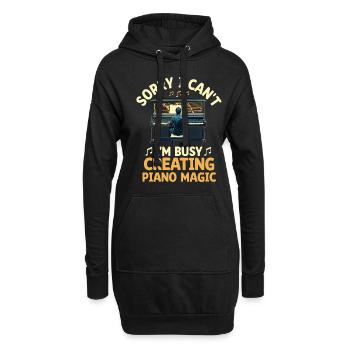 Tut mir leid, ich kann nicht, ich bin damit beschäftigt, Klaviermusik zu kreieren - Hoodie-Kleid - Schwarz - Vorne