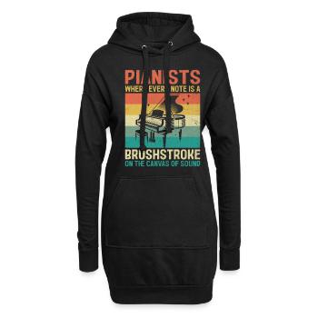 Pianisten, bei denen jede Note ein Pinselstrich auf dem - Hoodie-Kleid - Schwarz - Vorne