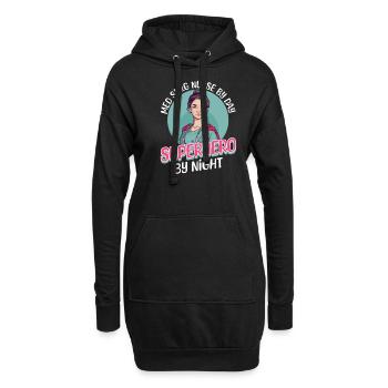 Infirmière en chirurgie médicale Infirmière le jour, super-héros la nuit - Sweat-shirt à capuche long Femme - noir - Devant