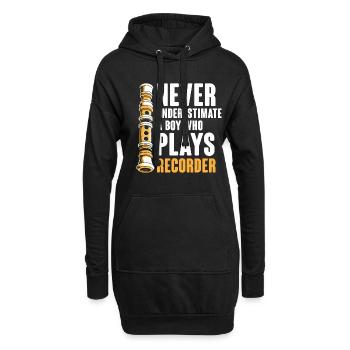 Ne sous-estimez jamais un garçon qui joue de la musique à bec - Sweat-shirt à capuche long Femme - noir - Devant