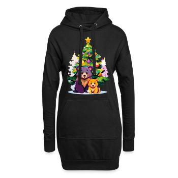 17 Mama Bear Bébé Enfant Ours Arbre de Noël Famille - Sweat-shirt à capuche long Femme - noir - Devant