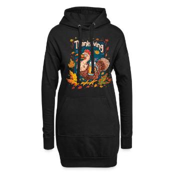 Dankbares Gobble Wobble Thanksgiving - Hoodie-Kleid - Schwarz - Vorne