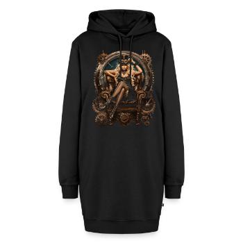 Schöne Frauen Steampunk Liebhaber - Hoodie-Kleid - Schwarz - Vorne