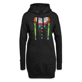 Carnival Costume Funny Suspenders Colorful Buttons - Hoodie Dress - black - Front