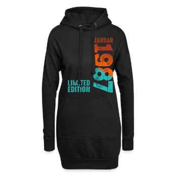 Limited Edition January 1987 Legendär Seit January - Hoodie-Kleid - Schwarz - Vorne