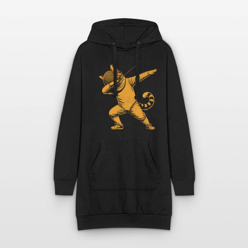 Doublage Chat Escrimeur Clôture Épée Épée Escrime Sweat-shirt à capuche long Femme