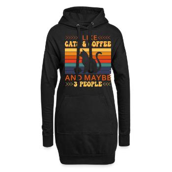 Katze Katzenliebhaber für Frauen - Hoodie-Kleid - Schwarz - Vorne