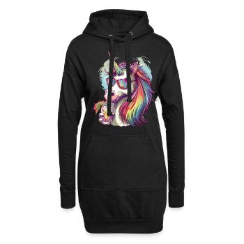 Colorful Refreshing Cocktail Unicorn - Hoodie Dress - black - Front