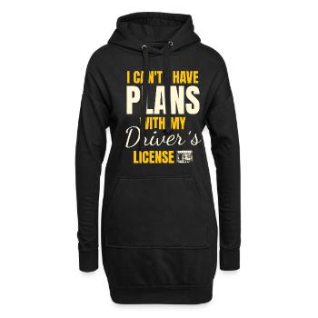 Ich kann nicht Ich habe Pläne mit meinem Führerschein - Hoodie-Kleid - Schwarz - Vorne