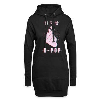 K-Pop Liebeszeichen Mit Herz Und Hand - Hoodie-Kleid - Schwarz - Vorne