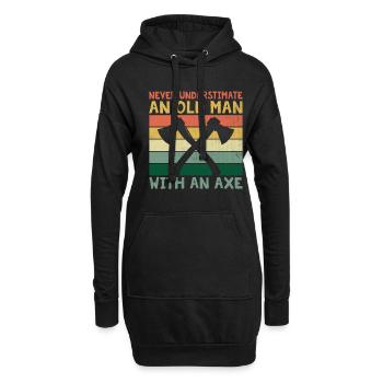 Unterschätze niemals einen alten Mann mit einer Axt - Hoodie-Kleid - Schwarz - Vorne