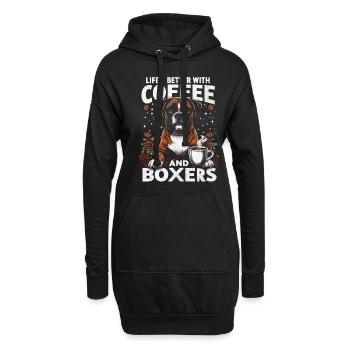 Das Leben ist besser mit Kaffee und Boxershorts Koffein - Hoodie-Kleid - Schwarz - Vorne